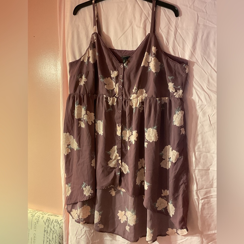 Floral Camisole Top - Mauve and Cream